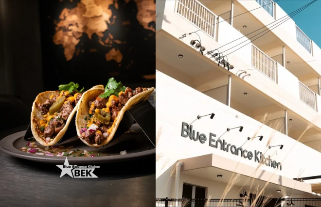 Blue Entrance Kitchen